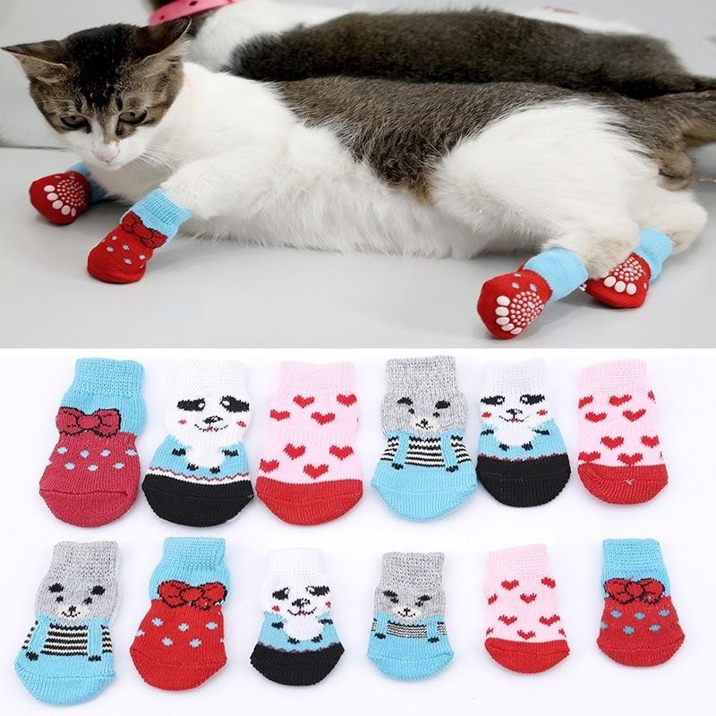 Haustierbedarf, süße und warme Katzen, Hunde, Haustiersocken, Katzensocken, Hundesocken L weiß/blau