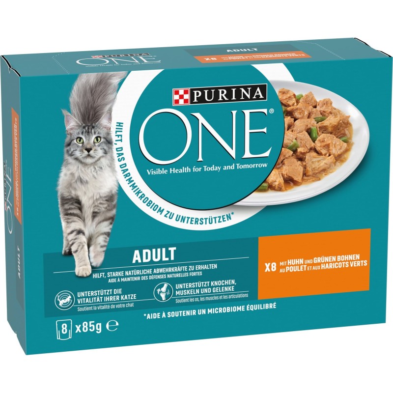 PURINA ONE Adult mit Huhn und grüne Bohnen 8x85g - 680 g