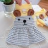 Schöne weiche Knopfverschluss Haustier Kleid Cartoon Bär Ohren Dekor Katze Hund Plaid Overall liefert 2 XS