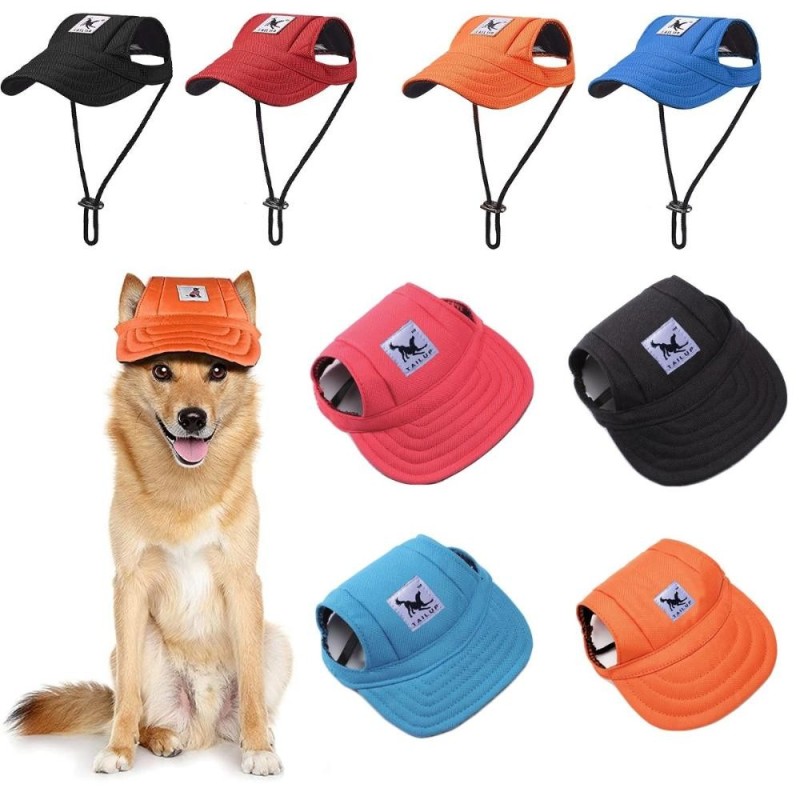 Verstellbarer Kinnriemen mit Ohrlöchern Welpen Sonnenschutz Baseballkappe Sunbonnet Hundevisier Hüte S blau