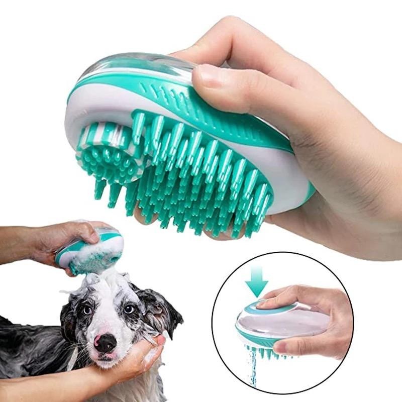 Badebürste für Haustiere, Hunde und Katzen, 2-in-1, Spa-Massagekamm für Haustiere, weiche Silikon-Dusche, Haarpflege, Cmob-Re