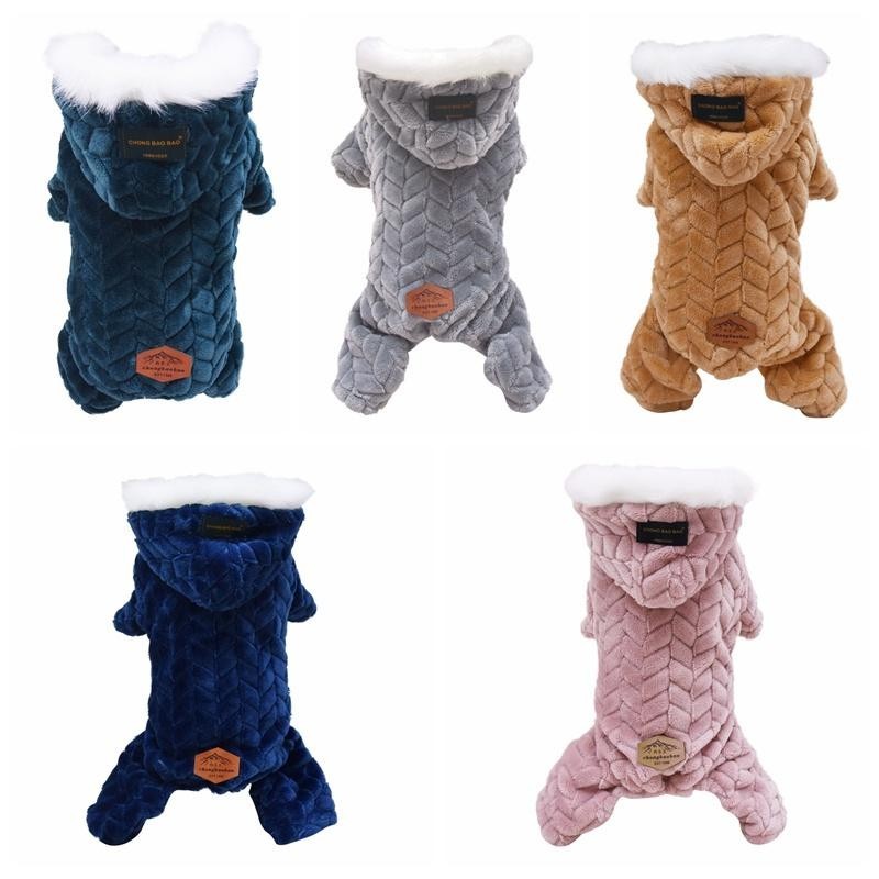 Winter Warme Haustier Hund Kleidung Cord Fleece Vier Beine Overall Verdicken Mantel Jacke Haustier Kleidung für Teddy Hunde K