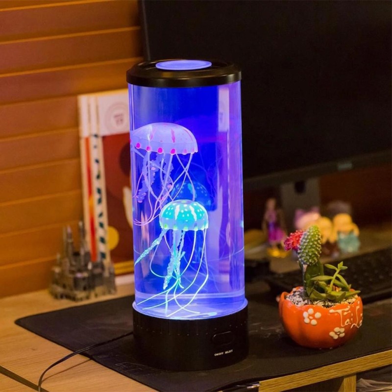 Das Hypnoti Jellyfish Aquarium LED-Ozeanlaternenlicht mit sieben Farben schwarz