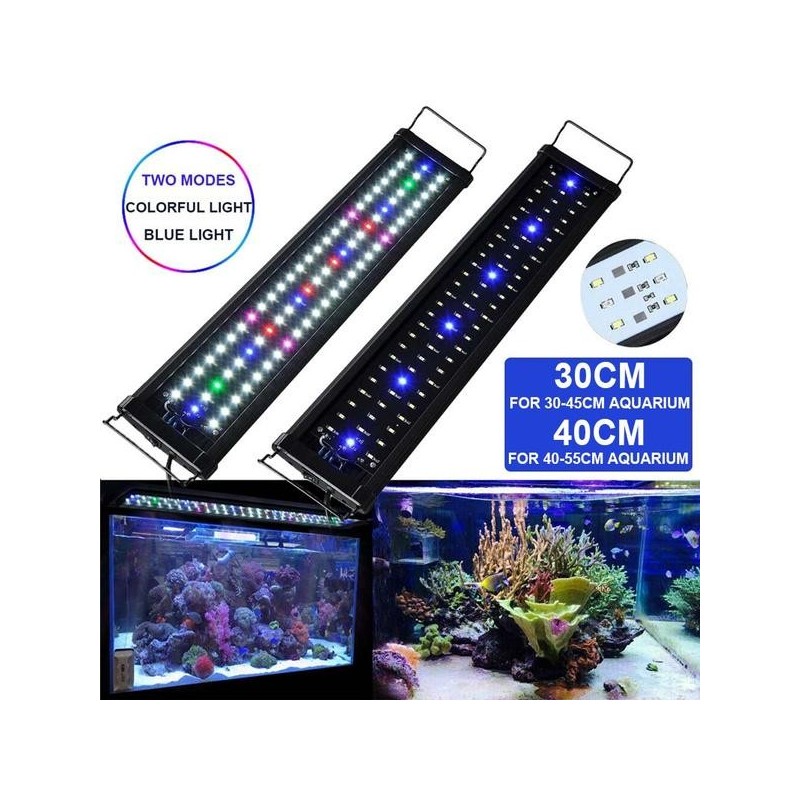 Neue 30/40 cm Aquarium LED Licht Vollspektrum Bunte für Aquarium Korallen Aquakultur Pflanze 30cm UK schwarz