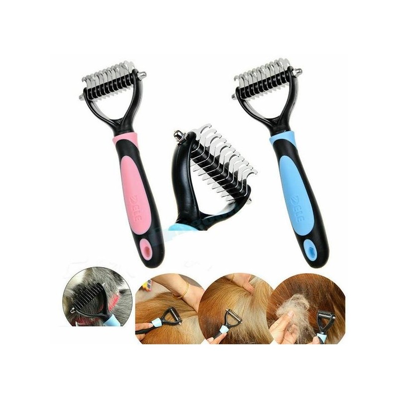 Neue professionelle Haustierpflege Unterwolle Rechen Kamm Dematting Werkzeug Hund Katze Pinsel 17*5.5CM rosa