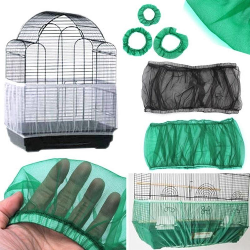 Seed Catcher Guard Mesh Bird Cage Case Cover Rock Traps Clean Cage M schwarz