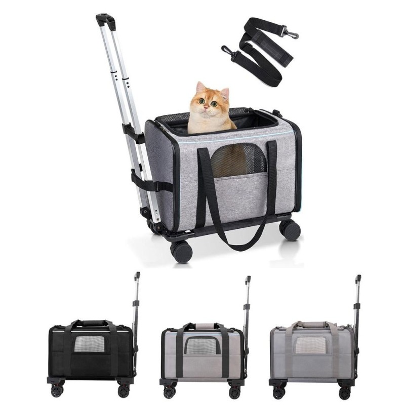 Haustier Trolley Tasche Abnehmbare Roll Träger für Kleine Hunde Katzen Tragbare Haustier Reise Träger mit weiß/schwarz