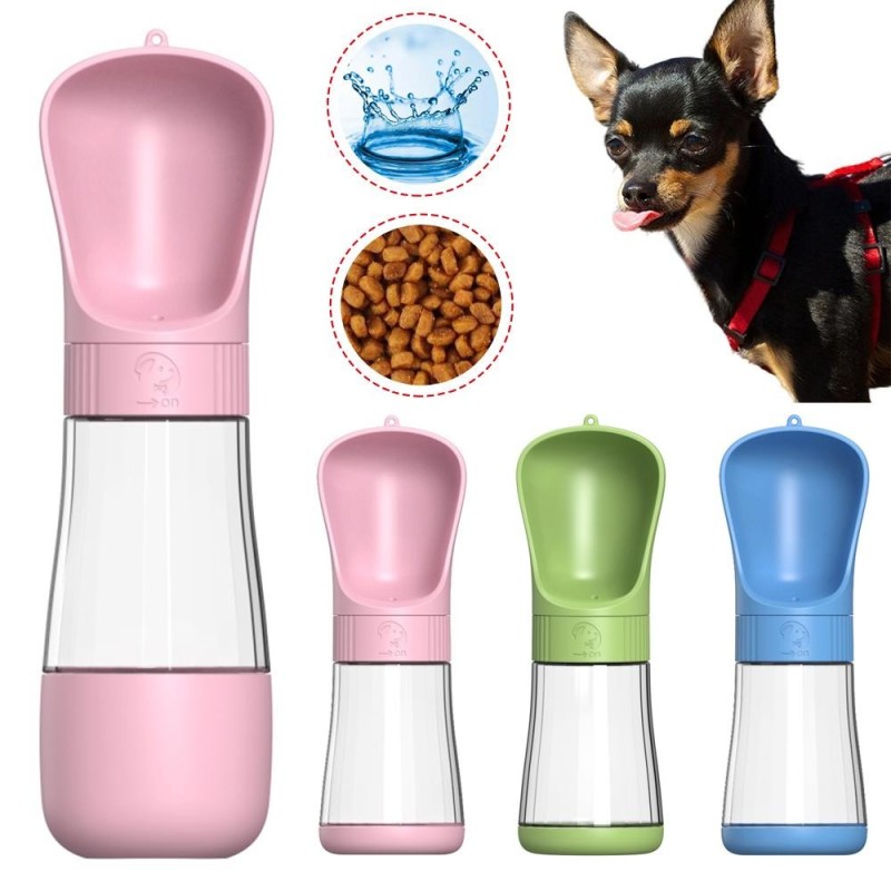 2-in-1 tragbare Hundewasserflasche mit Futter für kleine große Hunde, Welpen, Katzen, Outdoor-Reisen, Spaziergänge, Trinknäpf