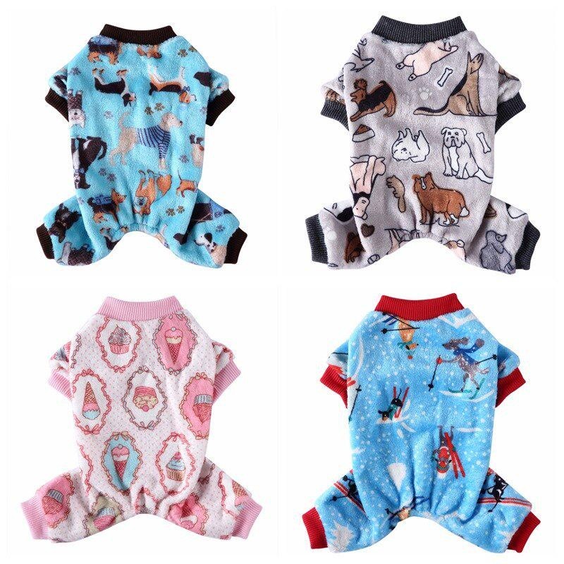 Weiche Haustier-Nachtwäsche, bequemer schöner Pyjama für kleine mittelgroße Hunde, Herbst- und Winterkostüm, Haustierjacke, T