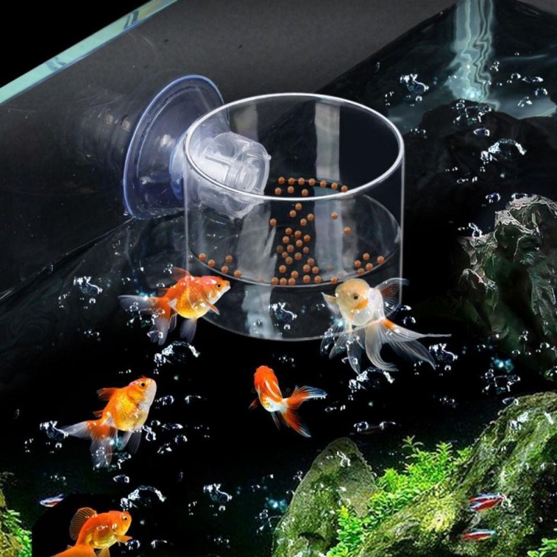 Acryl-Aquarium-Fischfutterstation, transparent, schwimmendes Fischfuttertablett, Aquarium S-round