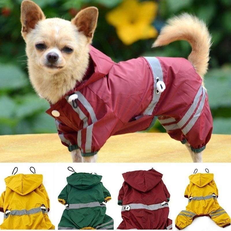 Regenmantel für Hunde und Katzen für kleine Welpen, Glisten Bar Hoody, wasserdichte Regenjacken, Hundekleidung XS rot