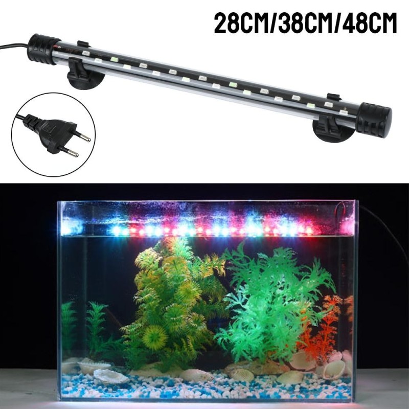 Aquarium-Lichtleiste, wasserdicht, 28/38/48 cm, AC 90–260 V, Aquarium-Tauchlampe, dekorative Beleuchtung, Wasser-Luftblasen-L