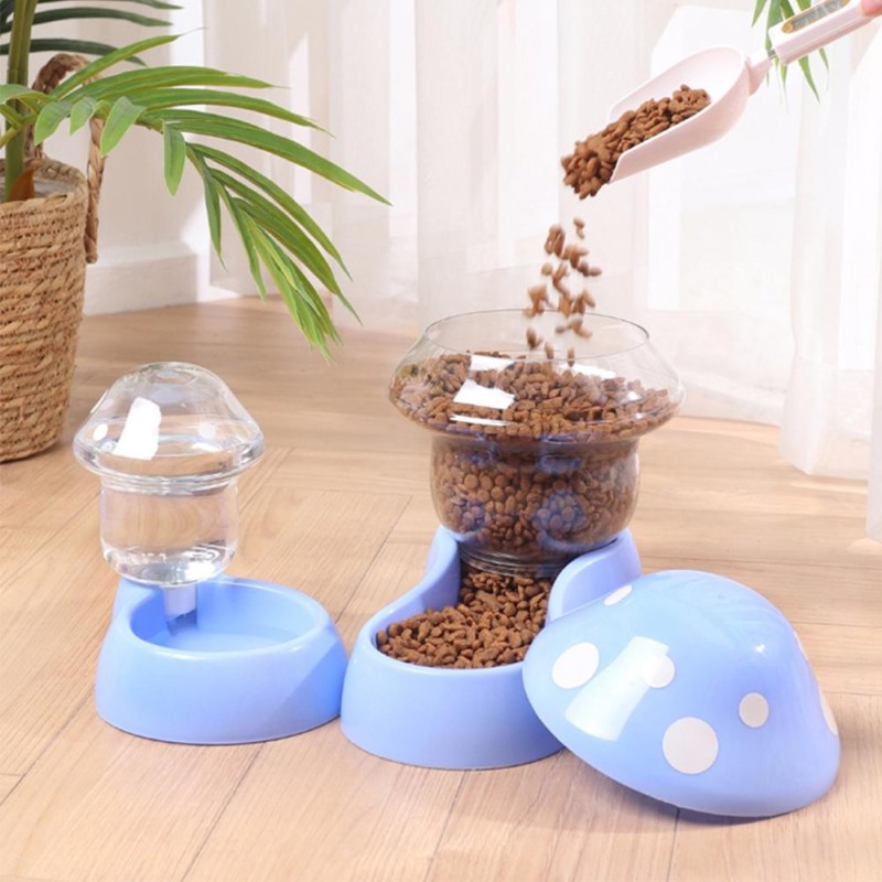 1,8 l Pet Automatische Feeder Pilz Typ Anti-kippen Futternapf Trinkwasser Flasche Futternäpfe Für Hunde Katzen blue Food Bowl