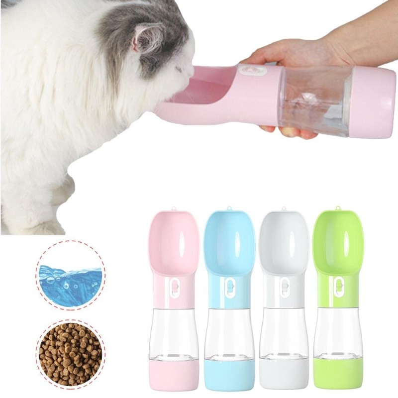 Tragbare Haustier-Wasserflasche, multifunktionaler Katzenfutter-Wasserspender für kleine große Hunde, Katzen, Outdoor-Reisen,