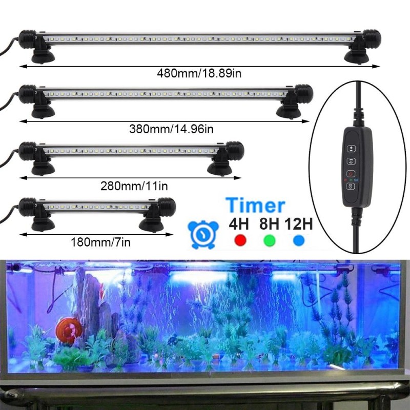 18–48 cm dimmbare Aquariumlampe, tauchfähiges LED-Aquariumlicht mit Timer, automatisches Ein-/Ausschalten, 3 Modi 18cm