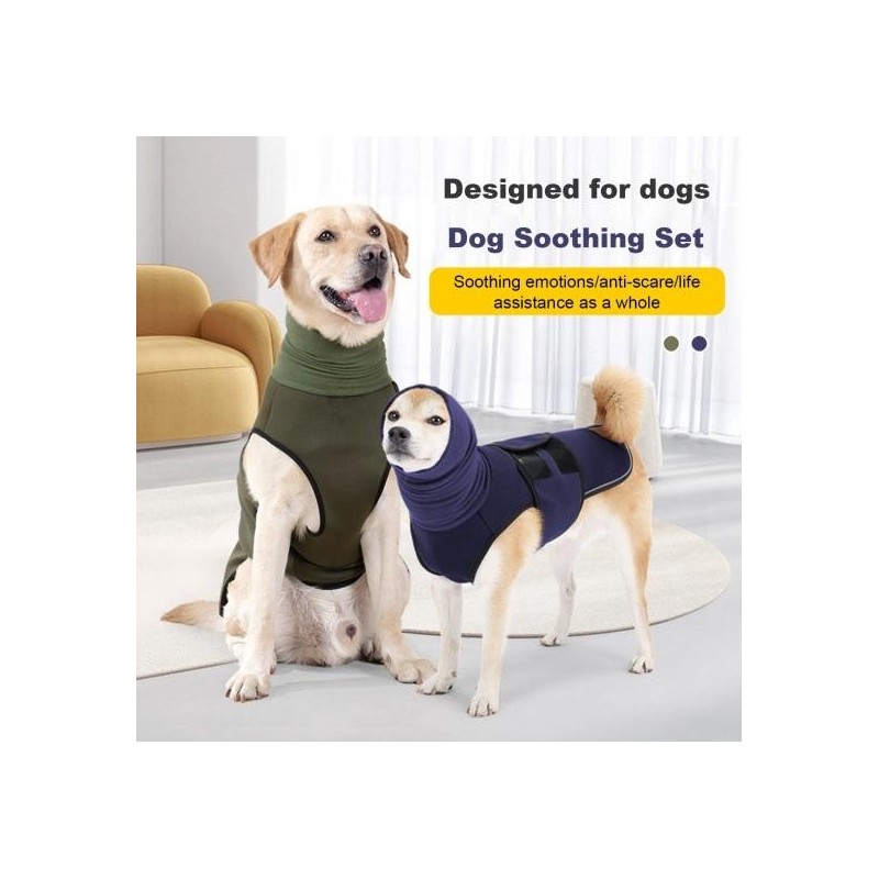 Weste gegen Angstzustände bei Hunden mit reflektierenden Streifen, verstellbares Beruhigungsshirt für Hunde, atmungsaktiver B