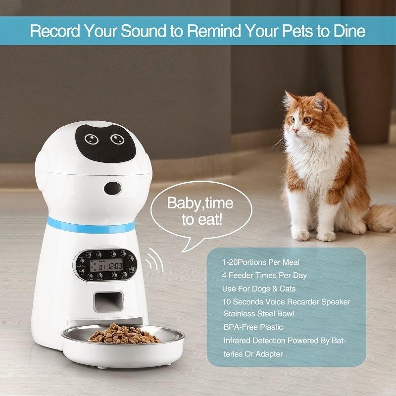 Automatische Pet Feeder Mit Voice Record LCD Bildschirm Timer Für Hundefutter Schüssel Katzenfutter Spender Smart Pet Liefert