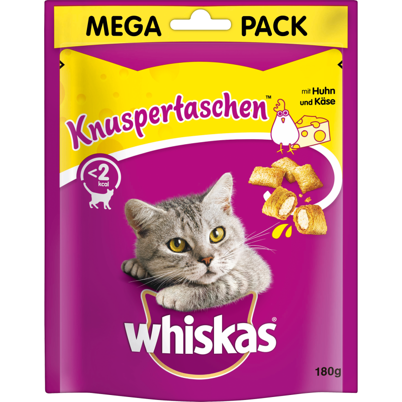 Whiskas Knuspertaschen Megapack mit Huhn und Käse - 180 g