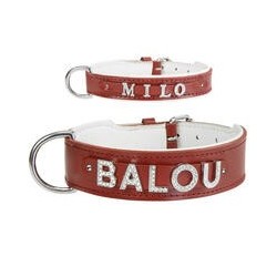 MyName Leder-Halsband, rot