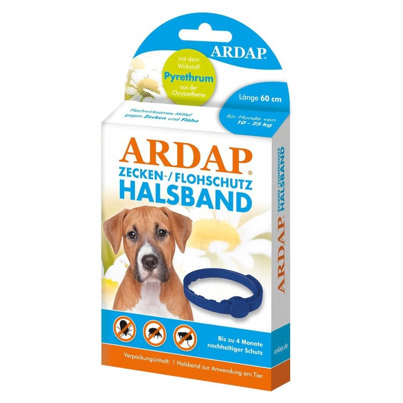 ARDAP Zecken- und Floh-Halsband Für mittlere Hunde bis 25kg