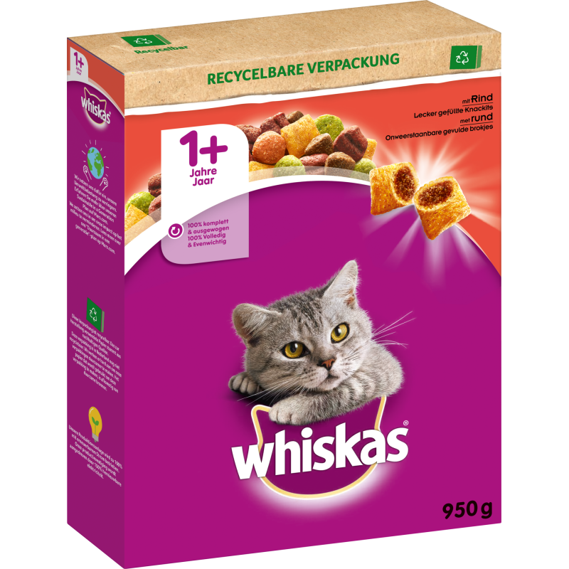 Whiskas Trocken mit Rind 1+ - 950 g