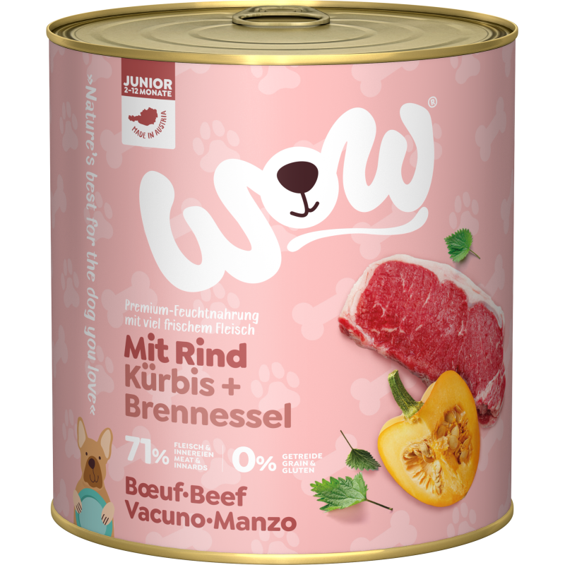 WOW JUNIOR mit Rind, Kürbis + Brennnessel - 800 g