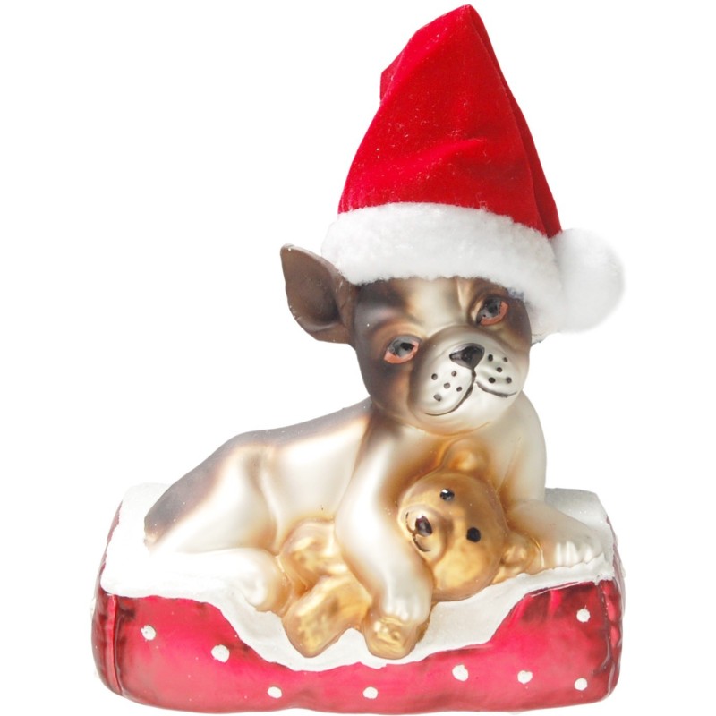 Krebs Glas Lauscha Christbaumschmuck »CBK01003, Weihnachtsdeko rot, Christbaumschmuck«, (1 tlg.), Hund mit Weihnachtsmütze, a