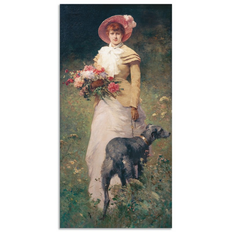 Artland Alu-Dibond-Druck »Frau mit Hund«, Portrait, (1 St.), für Innen- und Außenbereich geeignet, Outdoorbild