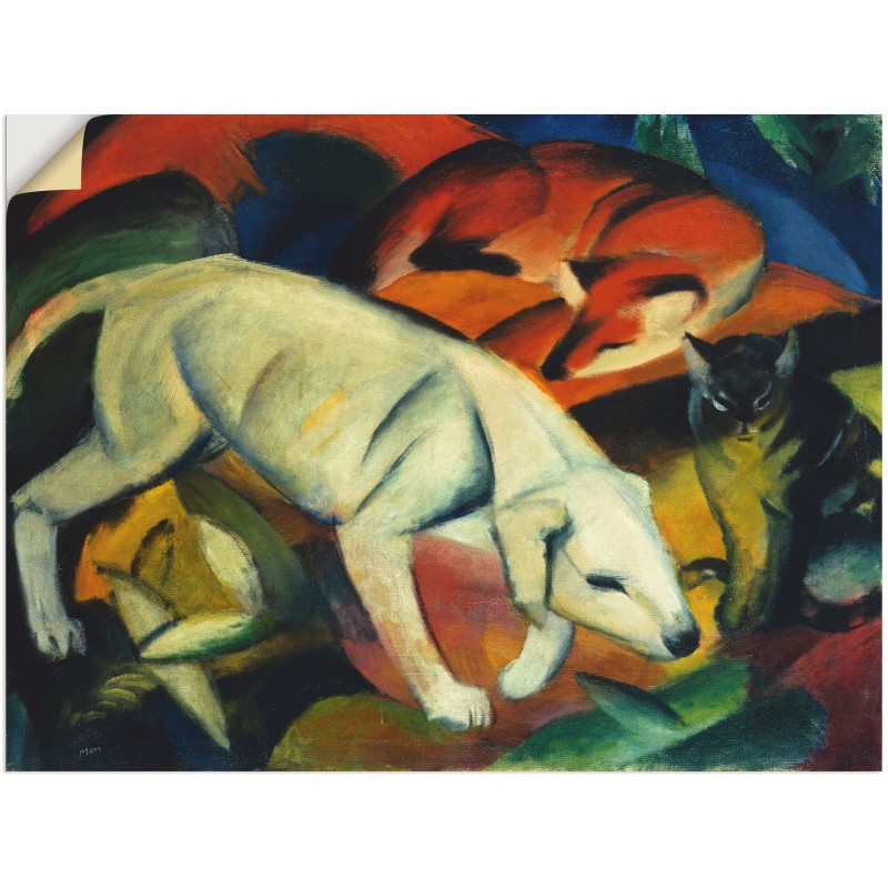 Artland Wandbild »Drei Tiere (Hund Fuchs und Katze). 1912«, Haustiere, (1 St.), als Leinwandbild, Wandaufkleber in verschied.