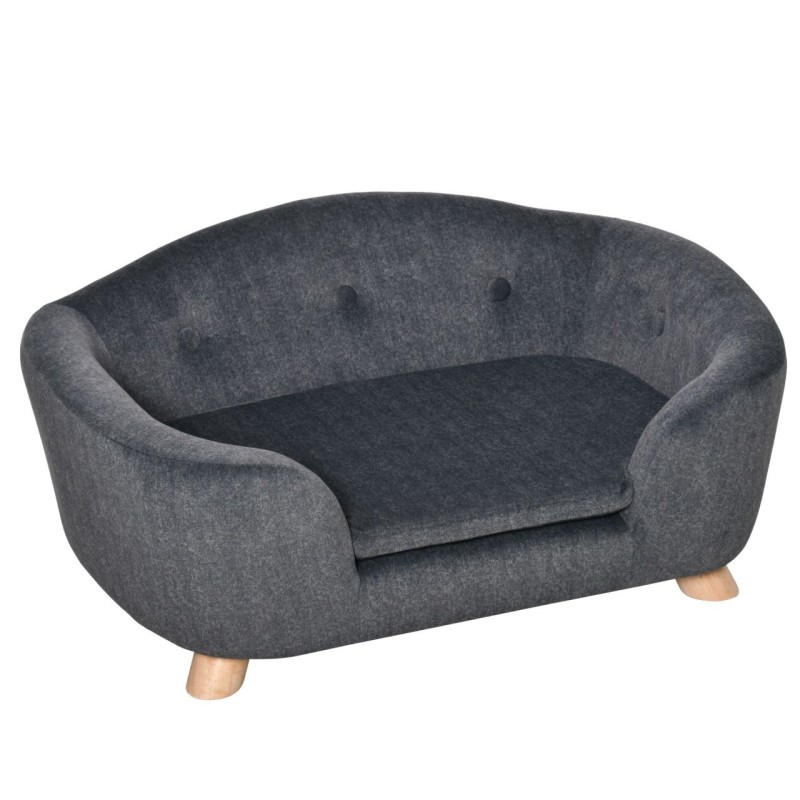 Haustiersofa Hundematte Katzen Sofa mit Kissen Plüsch Dunkelgrau