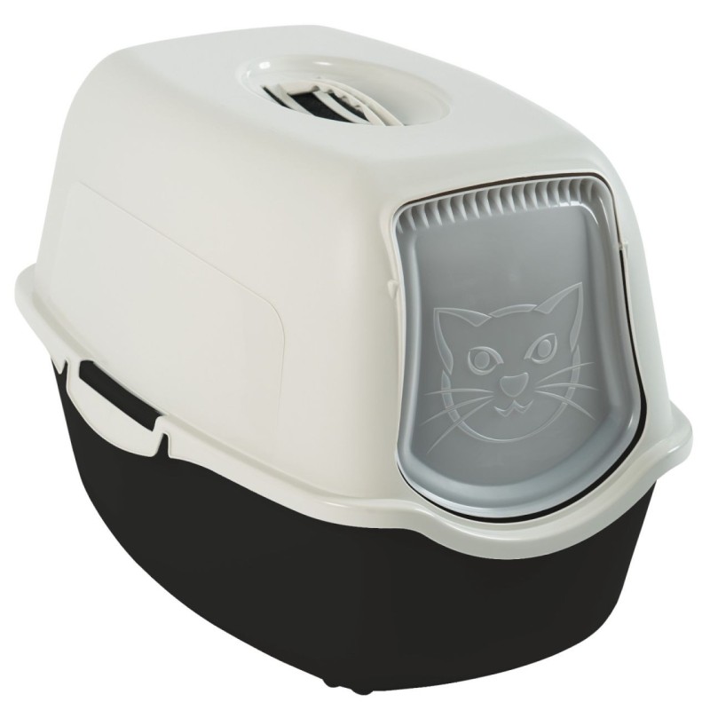 Rotho MyPet Eco Bailey Katzentoilette mit Deckel und Aktivkohlefilter, schwarz/weiss (recycelt)