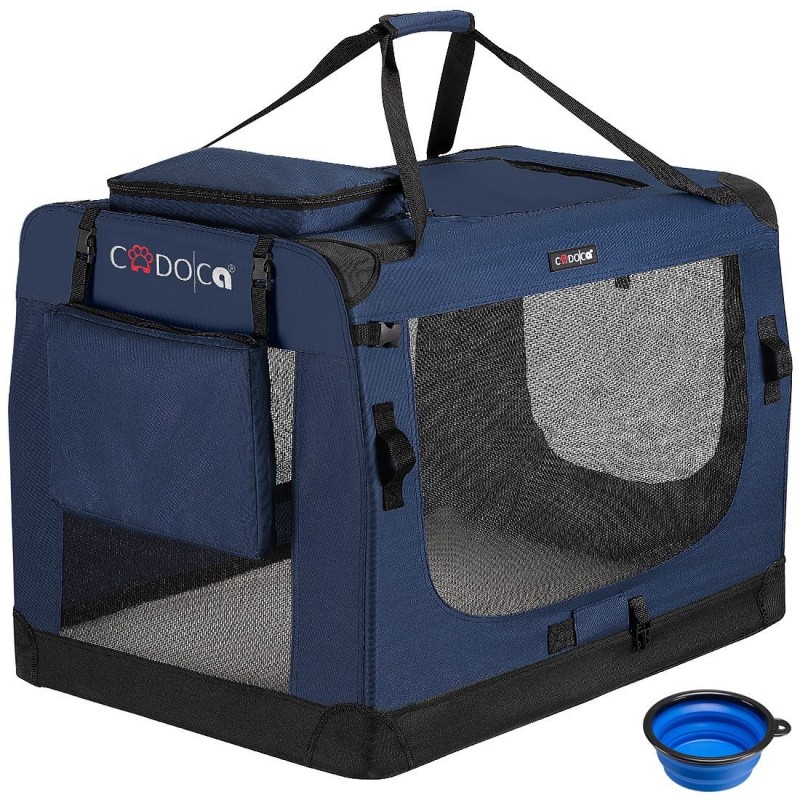 Cadoca® Tiertransportbox XXL 90x61x65cm navyblau