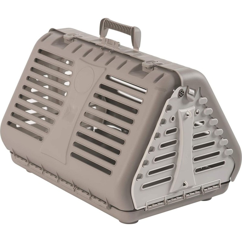 Rotho MyPet Toby Faltbare Transportbox für Katzen, kleine Hunde und Kleintiere, beige/weiss