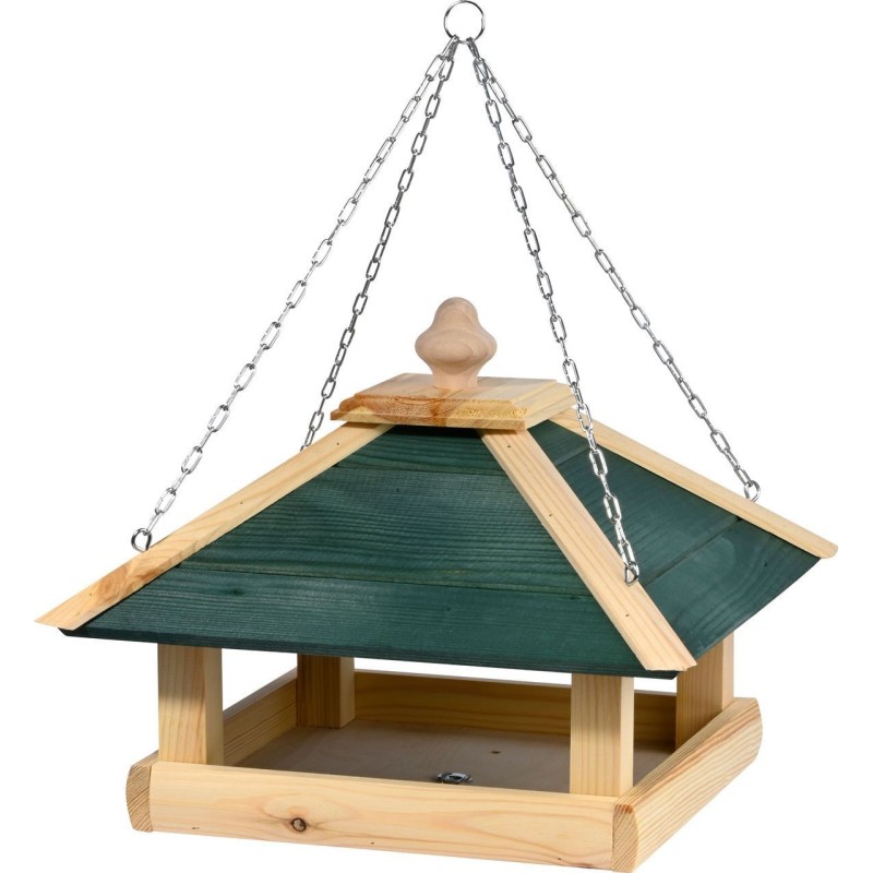 Vogelfutterhaus aus Holz mit Kette