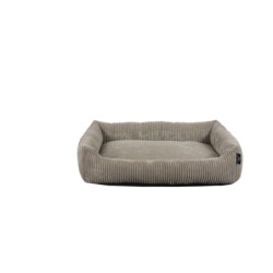 Tierbett Cordstoff breit taupe