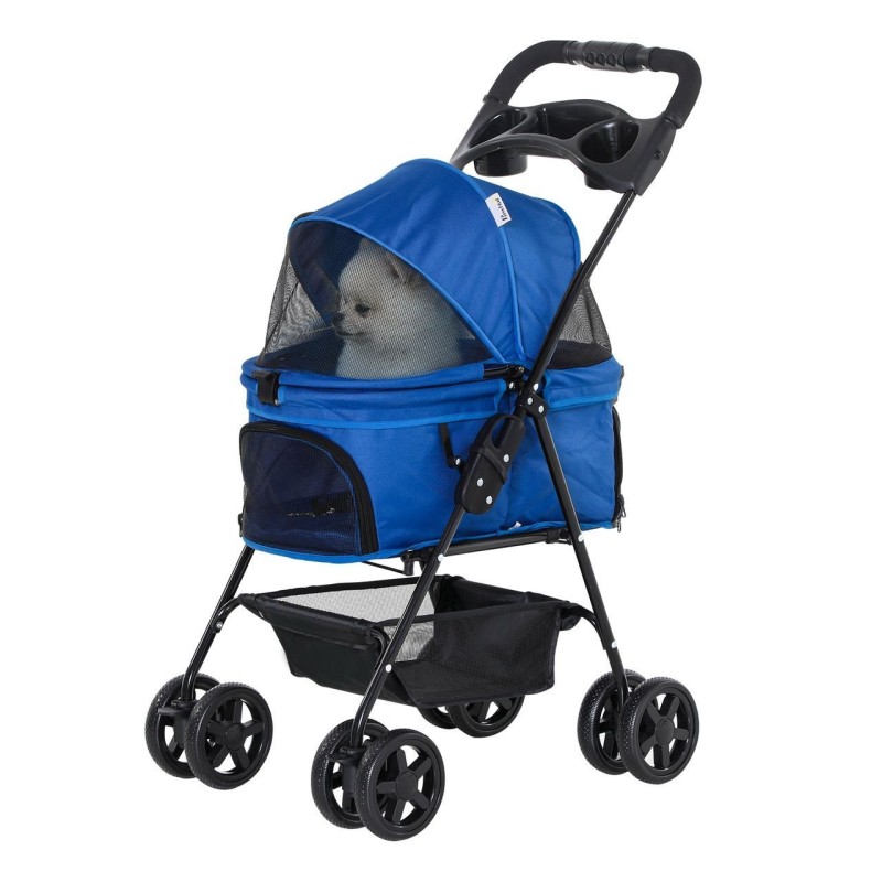 Hundewagen Pet Stroller für kleine Hunde Haustierwagen Oxford Blau