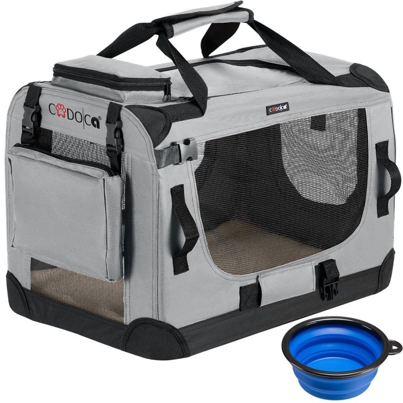 Cadoca® Hundetransportbox Grau S 50x35x35cm