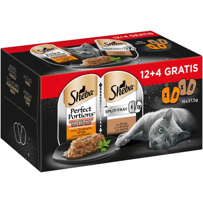 Perfect Portions Split-Tray Sauce mit Truthahn und mit Ente 12 + 4 Gratis, 600g