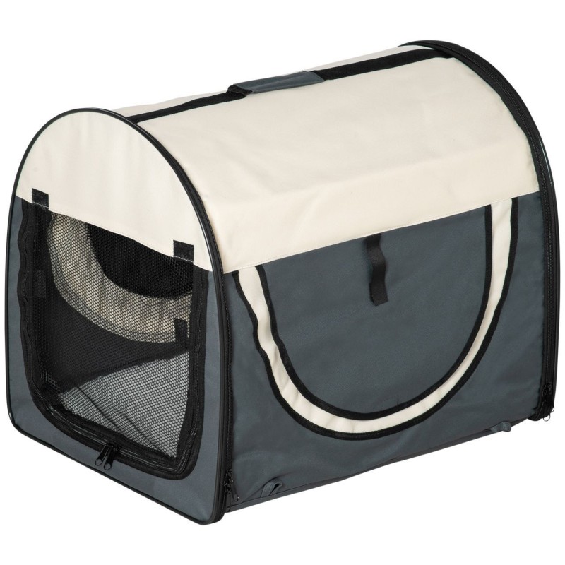 Hundebox Haustierrucksack mit Kissen faltbar Dunkelgrau 61 x 46 x 51 cm