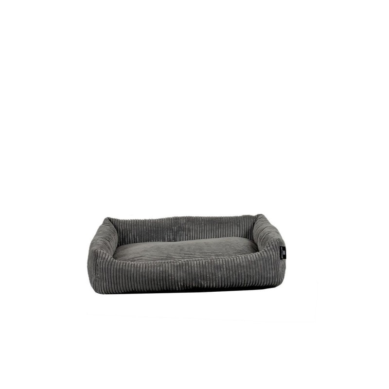 Tierbett Cordstoff breit grau