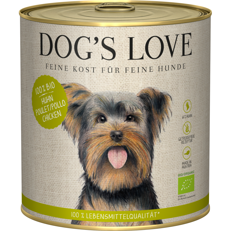 DOG'S LOVE Hunde Nassfutter BIO HUHN  - 800 g