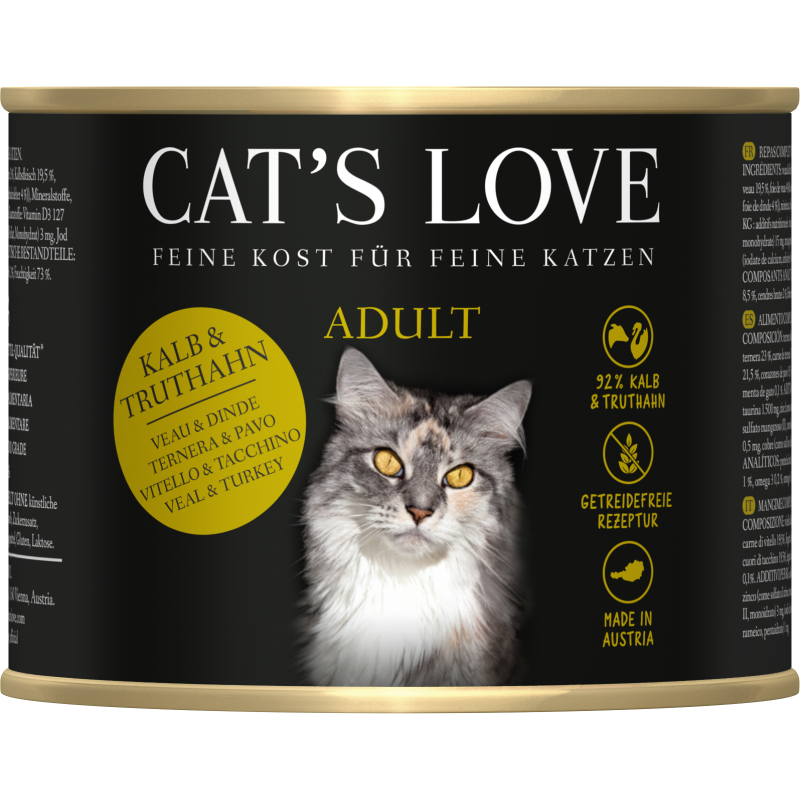 CAT's LOVE Katzen Nassfutter ADULT MIX KALB & TRUTHAHN  - 200 g