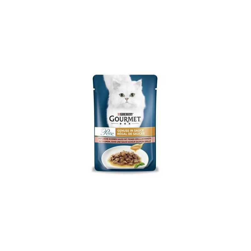 Purina Gourmet Perle Genuss in Sauce mit Lachs in einer Sauce mit feiner Grilllachsnote