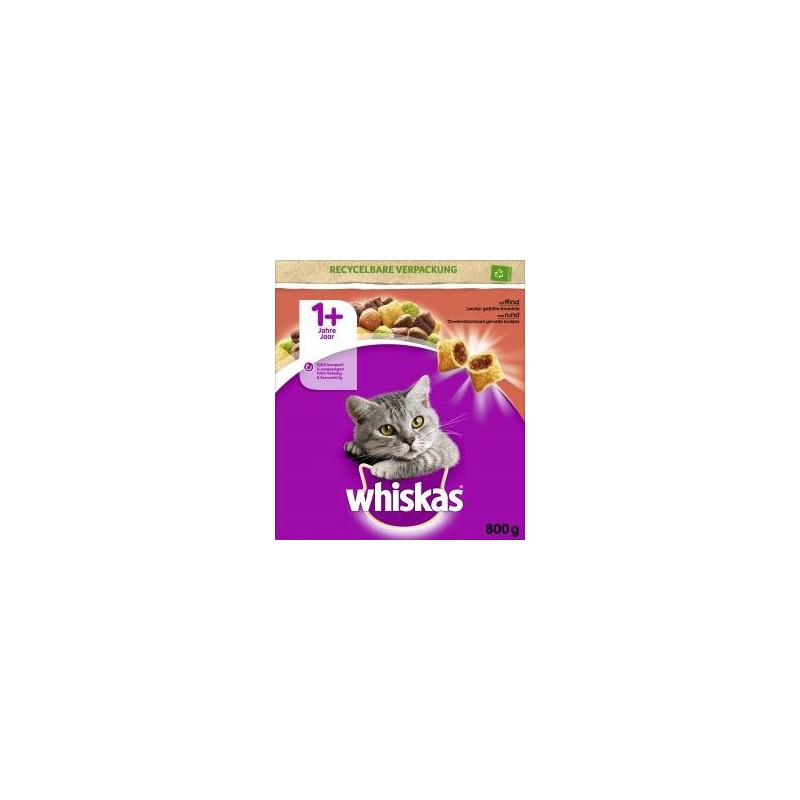 Whiskas 1+ lecker gefüllte Knackkits mit Rind