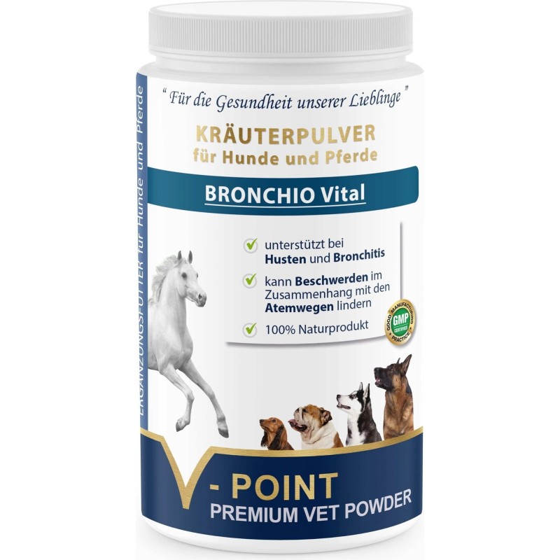 V-POINT BRONCHIO VITAL - Premium Kräuterpulver für Hunde und Pferde - 500 g