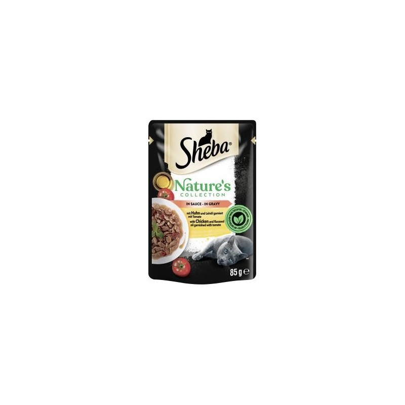 Sheba Nature's Collection in Sauce mit Huhn und Leinöl garniert mit Tomate