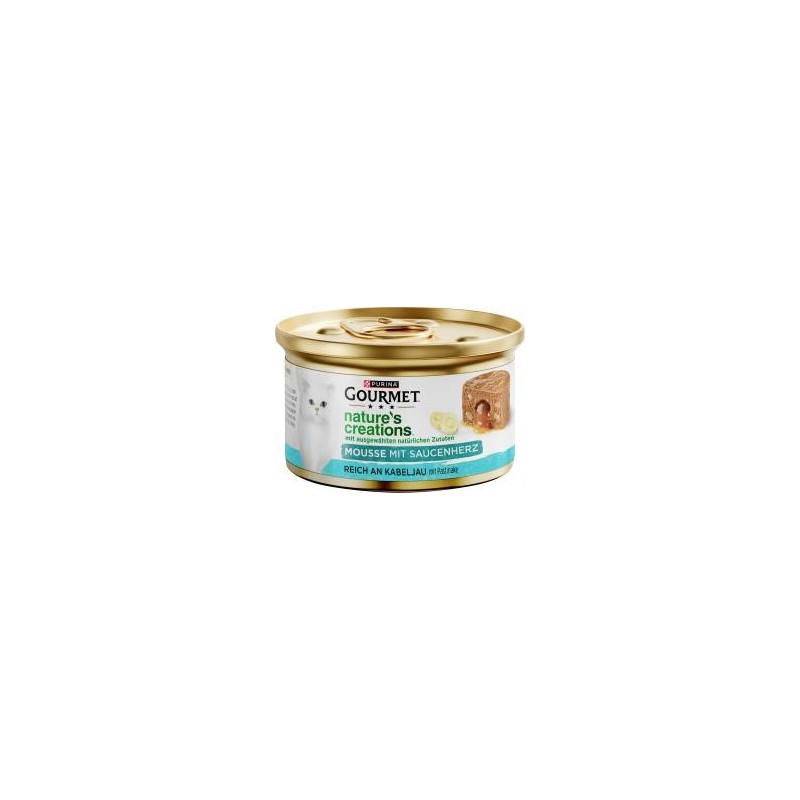 Purina Gourmet Nature's creations Mousse mit Saucenherz reich an Kabeljau mit Pastinake