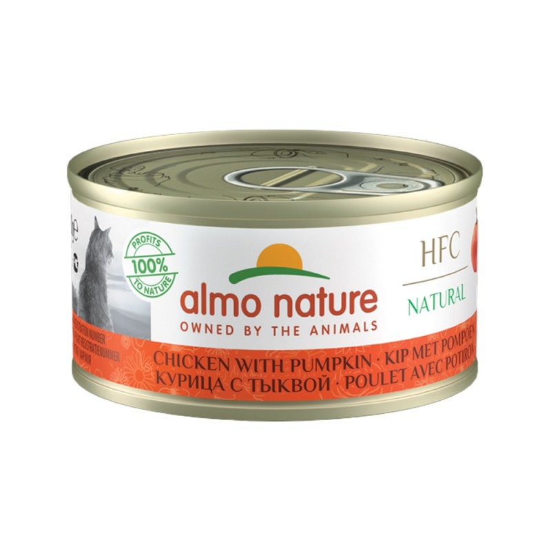 Almo Nature HFC 70 Natural Katzenfutter - Dosen - Huhn & Kürbis - 24 x 70 g