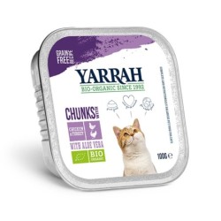 Yarrah Bio Chunks Katzenfutter - Schälchen - Huhn & Truthhahn mit Aloe Vera - 16 x 100g