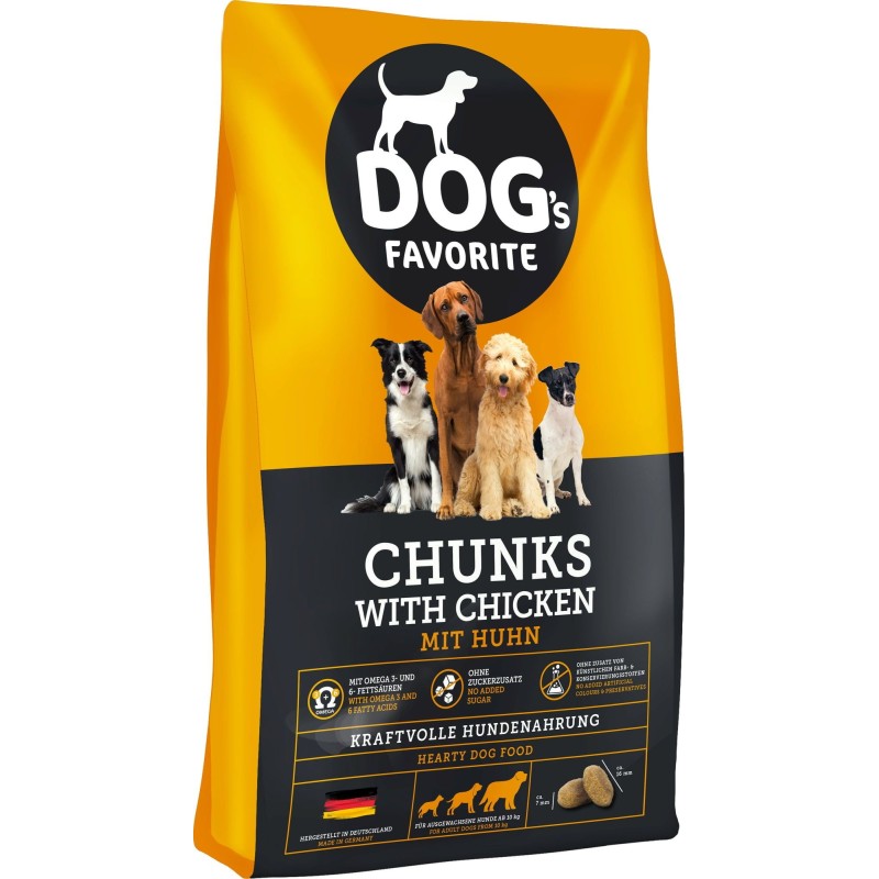 Dog´s Favorite Trockenfutter Chunks mit Huhn - 15 kg